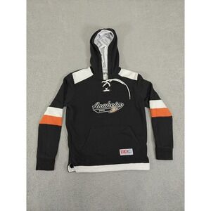 Anaheim Ducks Hoodie Womens Small Black Orange NHL Hockey‎ Pullover CCM Lace Up